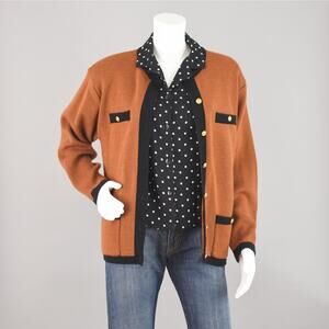 Karen Scott Vintage 80s Brown Wool Blend Cardigan Women's Medium